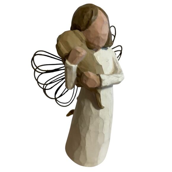 1999 Susan Lordi Willow Tree Angel of Friendship Holding Puppy dog 5" Ornament - Picture 3 of 7